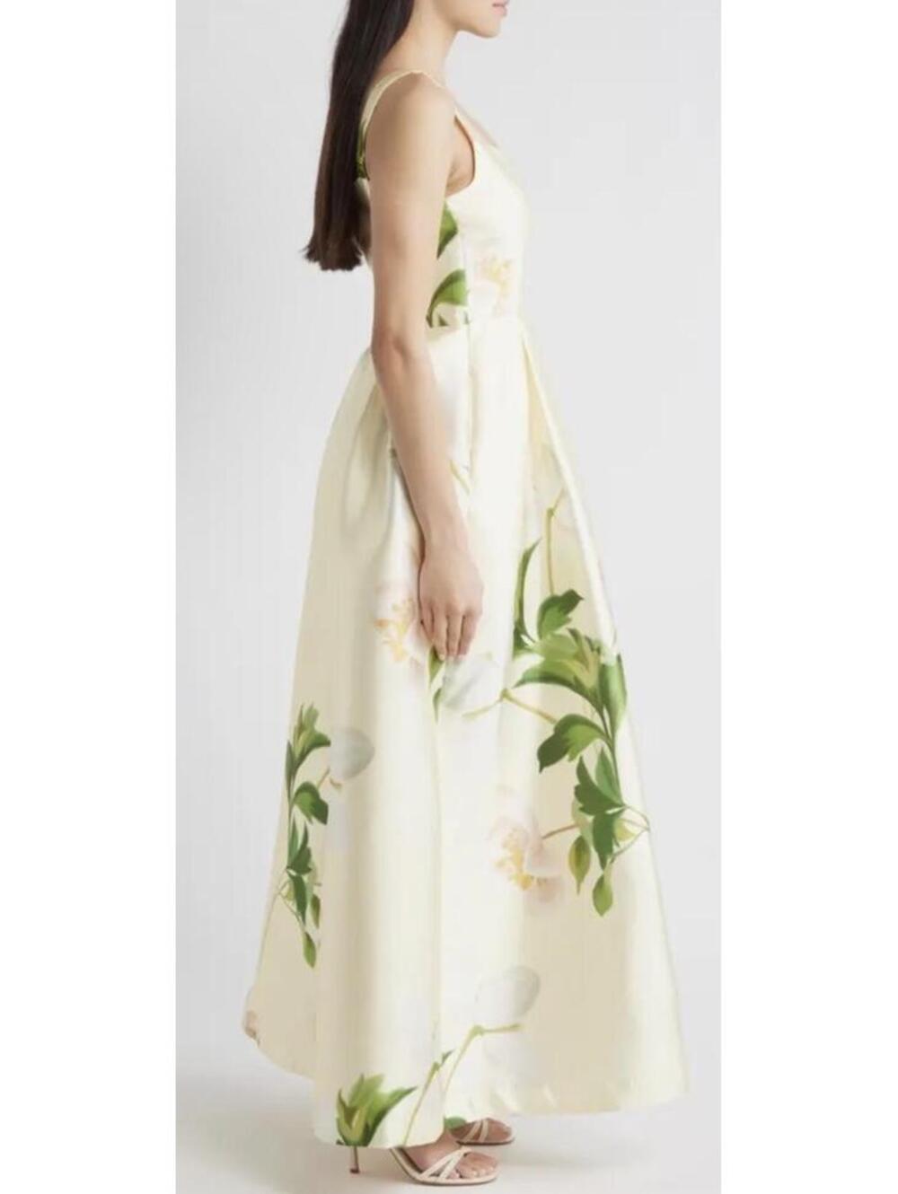 New Julia Jordan Floral Mikado Fit & Flare Gown In Yellow Multi Size 8 $248 - Picture 3 of 14